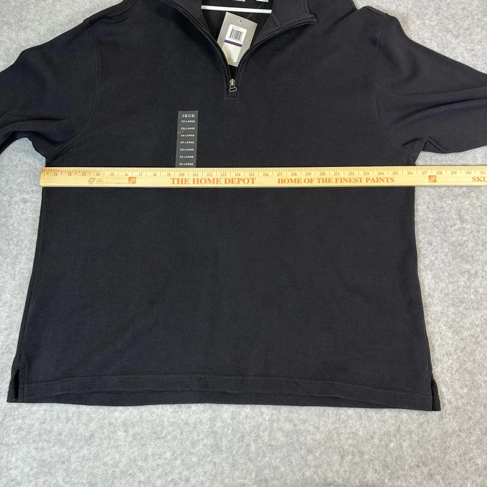 IZOD Mens XXL Black 1/4 Zip Pullover Ribbed Cotton Mock Neck Sweater 2XL NWT New
